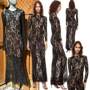 🆕 BRONX & BANCO 🧿 NWOT Colette Noir Black Lace Gown, Sz L US 8